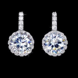 CZ Earrings 18K White Gold GP Drop Style